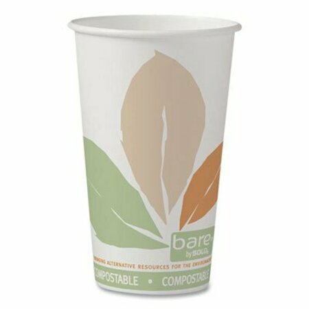 DART Bare By Solo Eco-Forward Pla Paper Hot Cups, Leaf Design, 16 Oz, 1000PK 316PLABB
